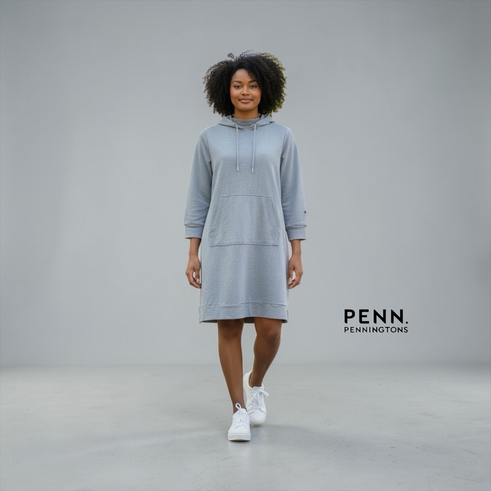 Active Zone by Penningtons, Hoodie Dress, 1X Plus Size, Light Blue Athleisure